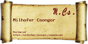 Milhofer Csongor névjegykártya